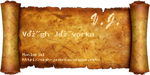 Végh Jávorka névjegykártya